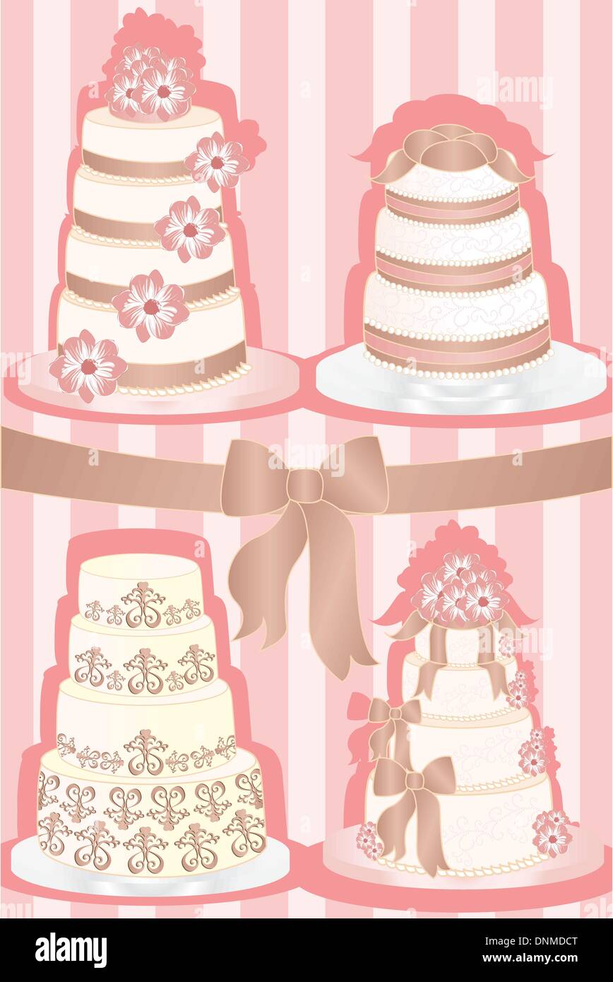 Un vecteur illustration d'un ensemble de gâteaux de mariage Illustration de Vecteur
