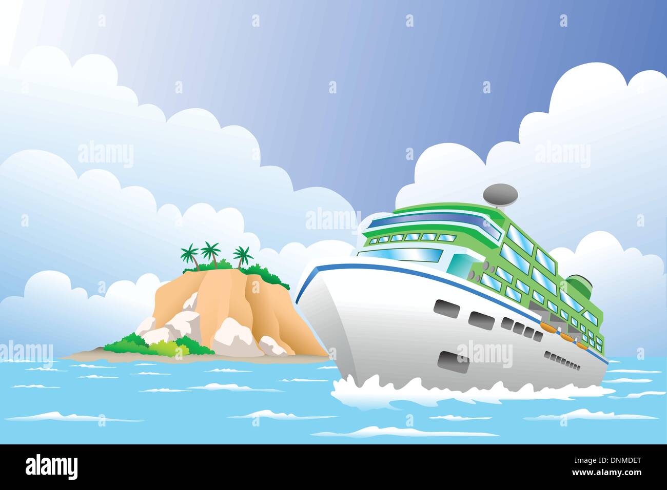 Un vecteur illustration de navire de croisière de luxe dans les mer pour travel concept Illustration de Vecteur