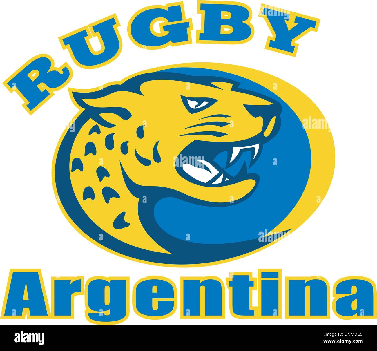 Illustration d'un grand chat leopard jaguar ou de grincement de la tête avec les mots 'Rugby Argentine' Illustration de Vecteur