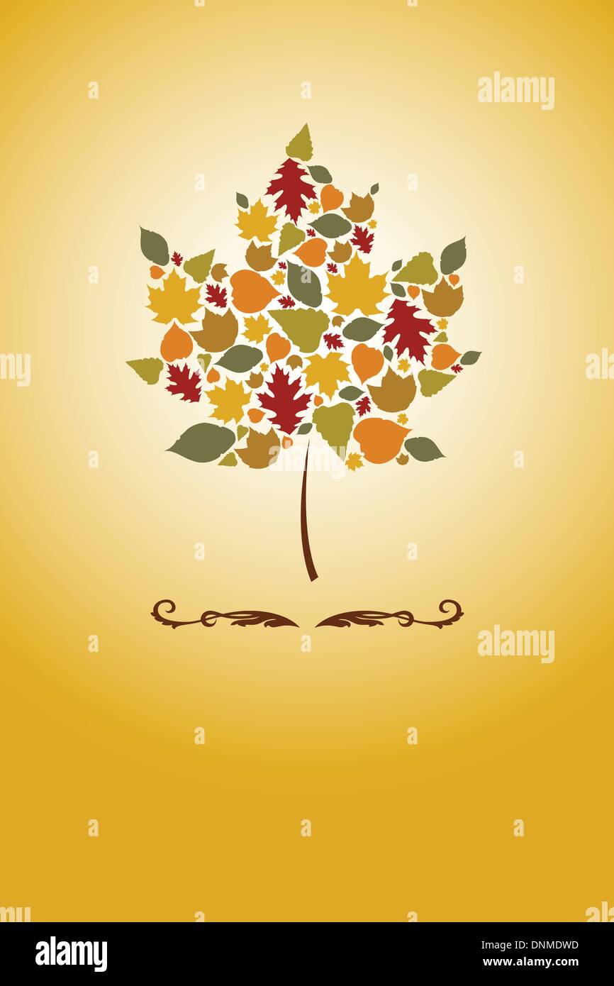 Un vecteur illustration d'un érable avec motif de feuilles d'automne Illustration de Vecteur