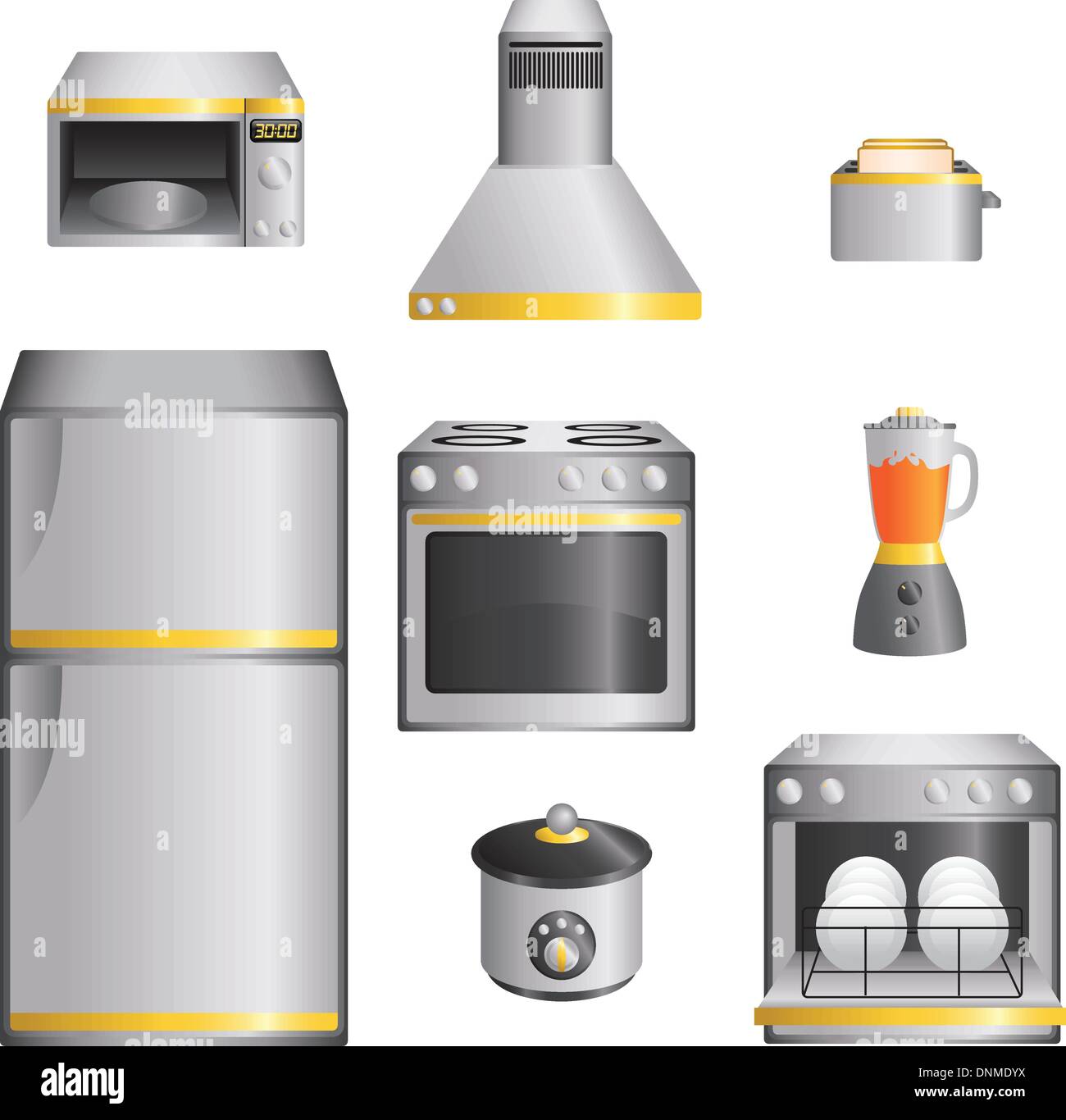 Un vecteur illustration d'un ensemble d'appareils de cuisine Illustration de Vecteur