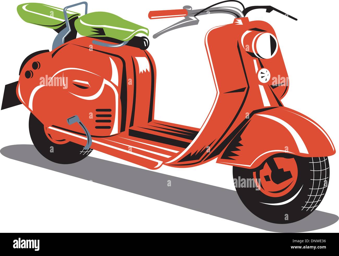 Illustration d'un scooter moto vintage isolés en fond blanc. Illustration de Vecteur