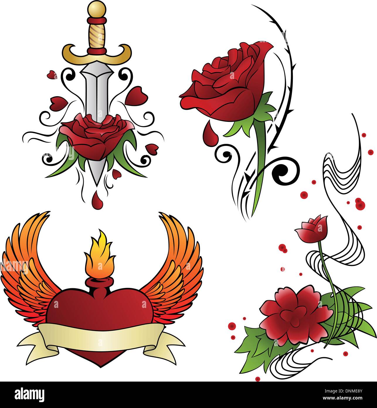 Un vecteur illustration de différents motifs de tatouage Illustration de Vecteur