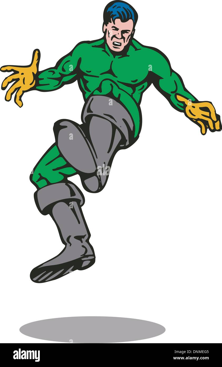 Illustration d'un dessin animé super héros coups isolé sur fond blanc Illustration de Vecteur