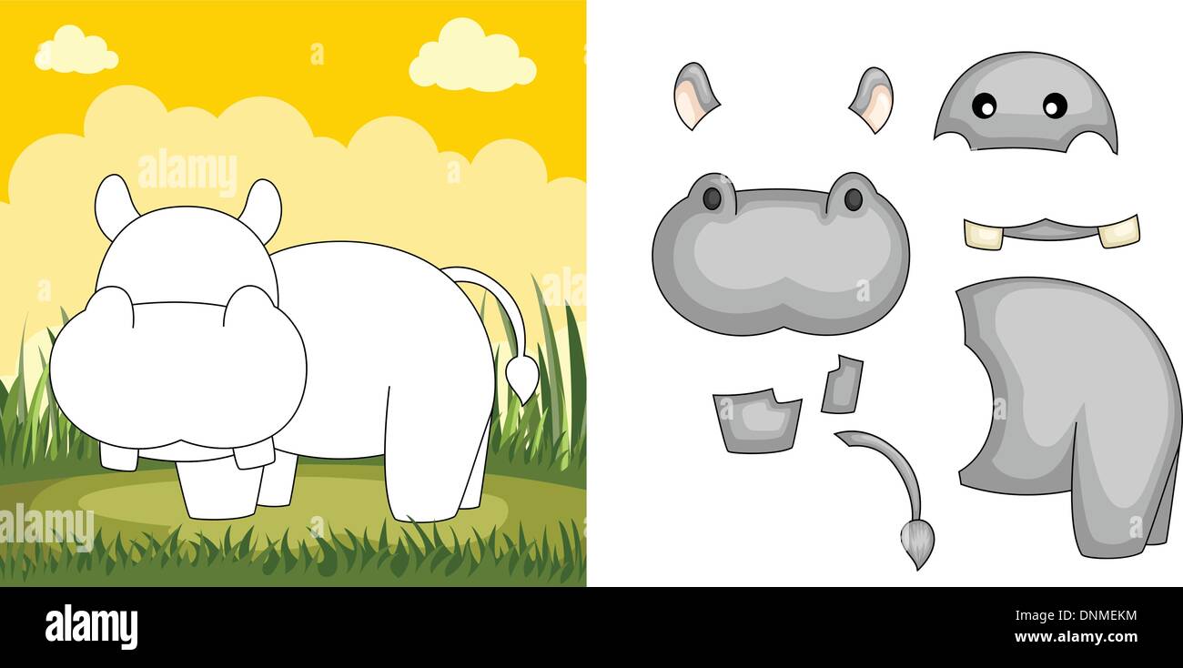 Un vecteur illustration d'un hippopotame puzzle Illustration de Vecteur