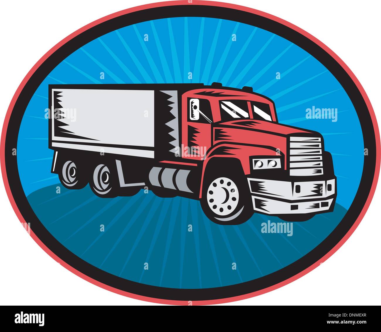 Illustration d'un camion à benne avec la solarisation en arrière-plan Illustration de Vecteur