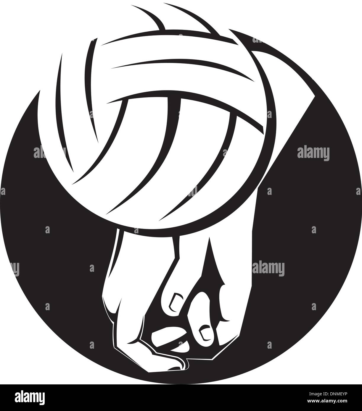 Illustration d'un joueur de volley-ball hitting ball main style rétro. Illustration de Vecteur