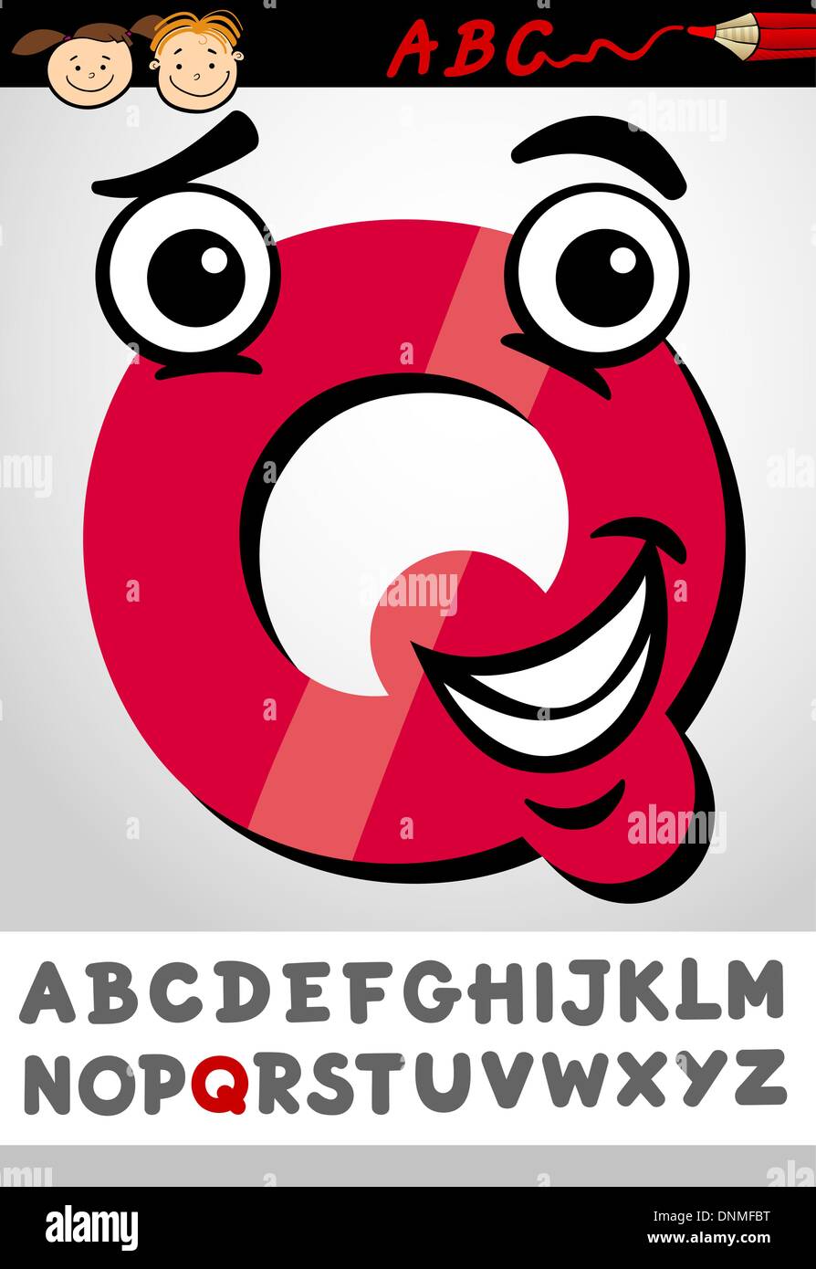 Cartoon Illustration of Cute lettre capitale Q de l'alphabet pour l'éducation des enfants Illustration de Vecteur