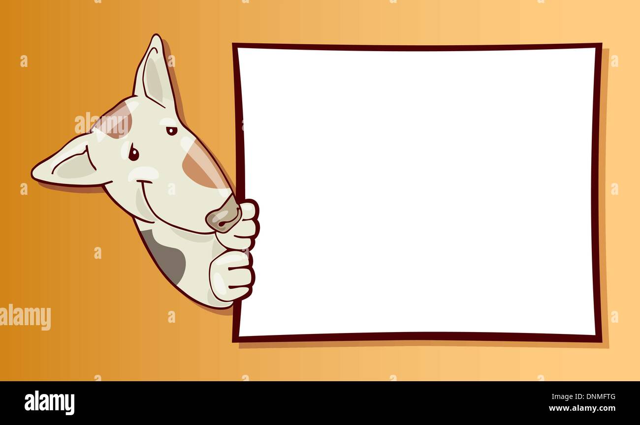 Cartoon Illustration de bull-terrier dog et carte Illustration de Vecteur