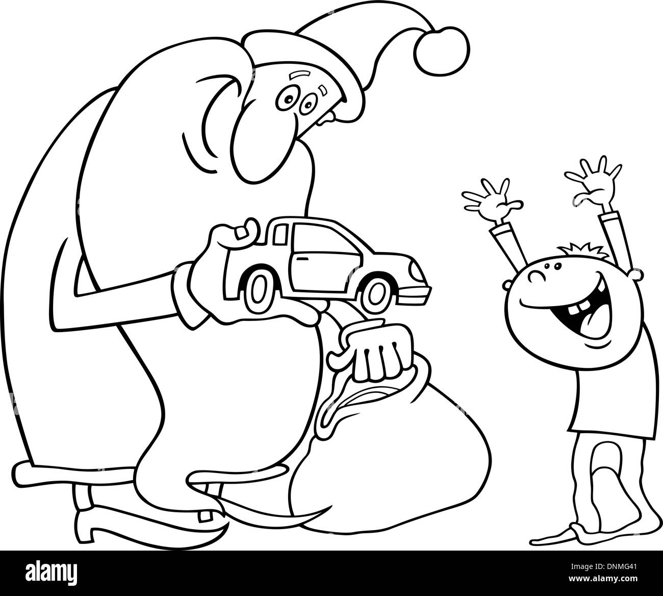 Cartoon Illustration de Santa Claus Christmas Little Boy pour livre de coloriage ou une page Illustration de Vecteur