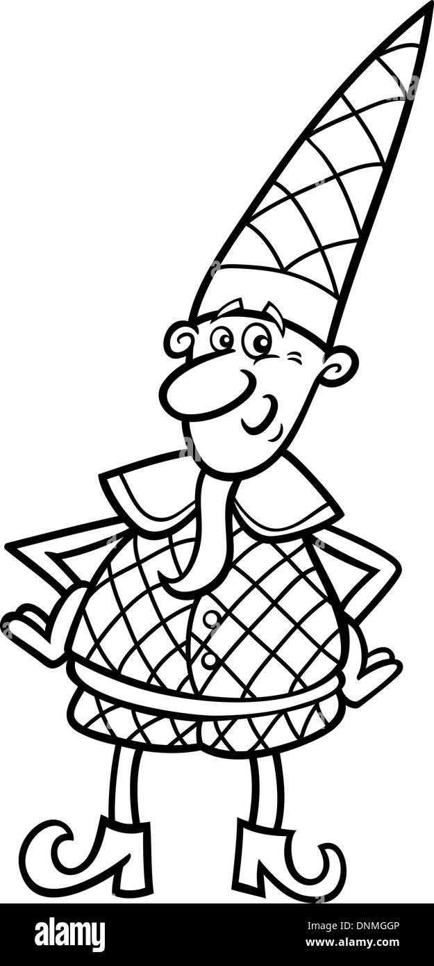 Cartoon illustration de lutin de Noël ou gnome pour Coloring Book Illustration de Vecteur