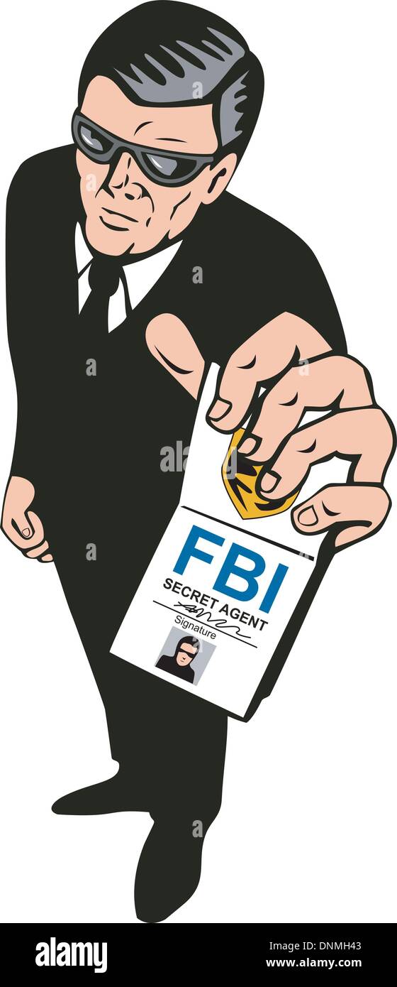 Illustration d'un agent du service secret garde du corps, l'article montrant l'identification id card. Illustration de Vecteur