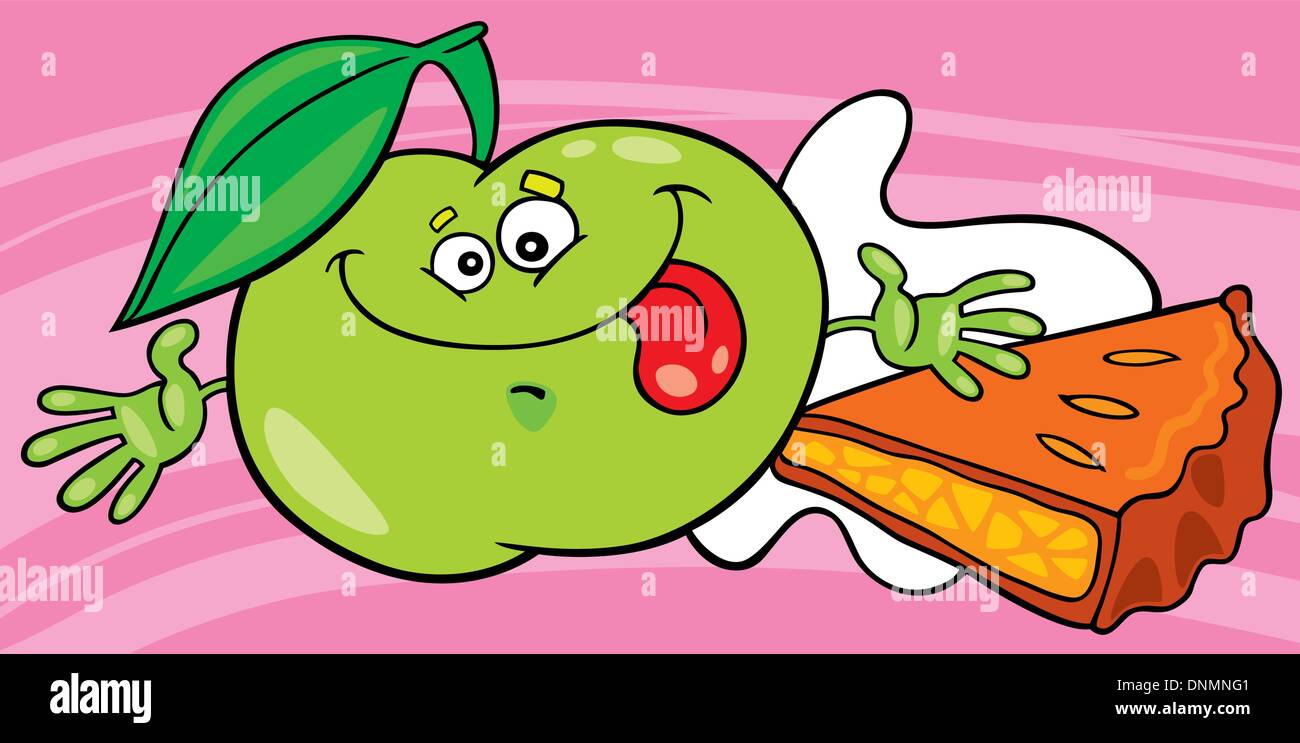 Illustration de funny green apple et pie Illustration de Vecteur