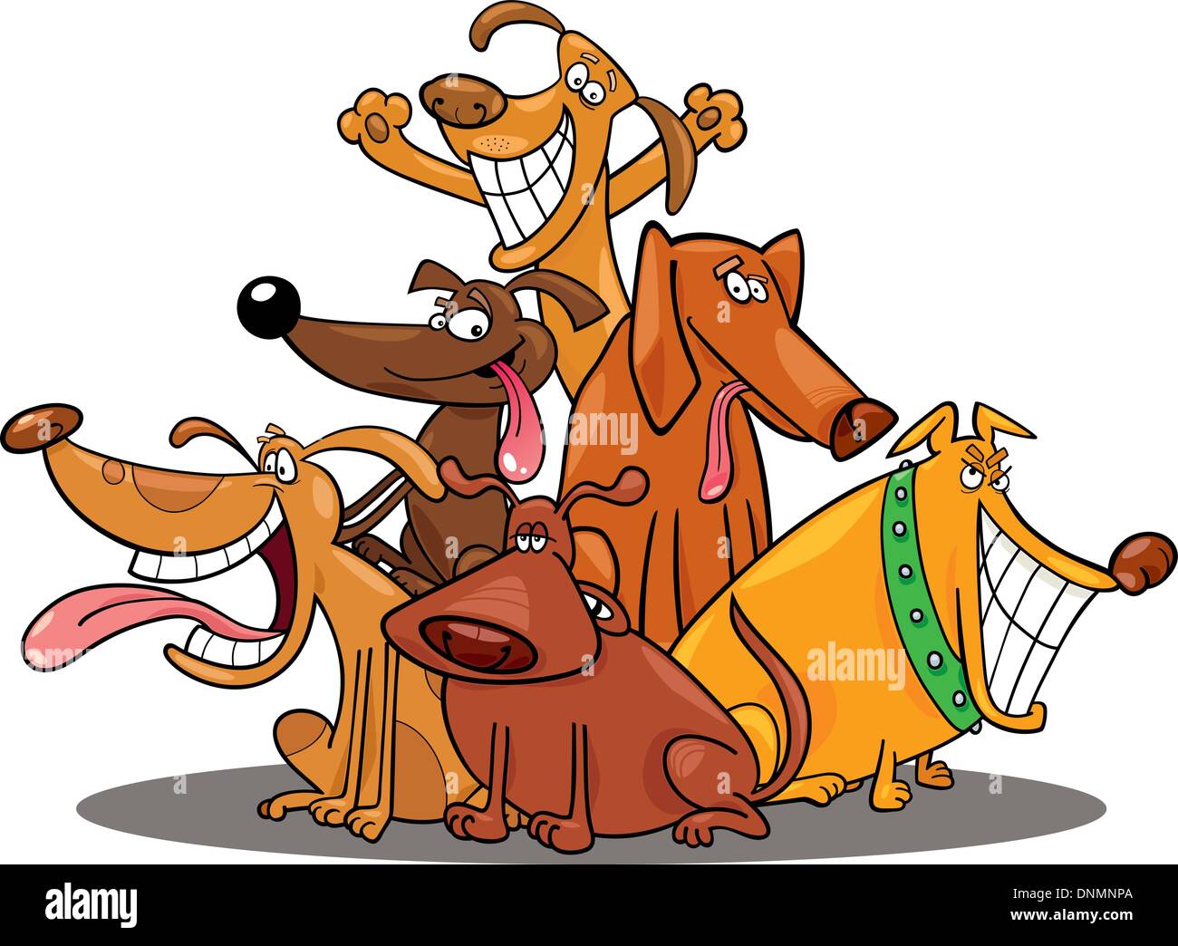 Cartoon illustration de groupe chiens drôles Illustration de Vecteur