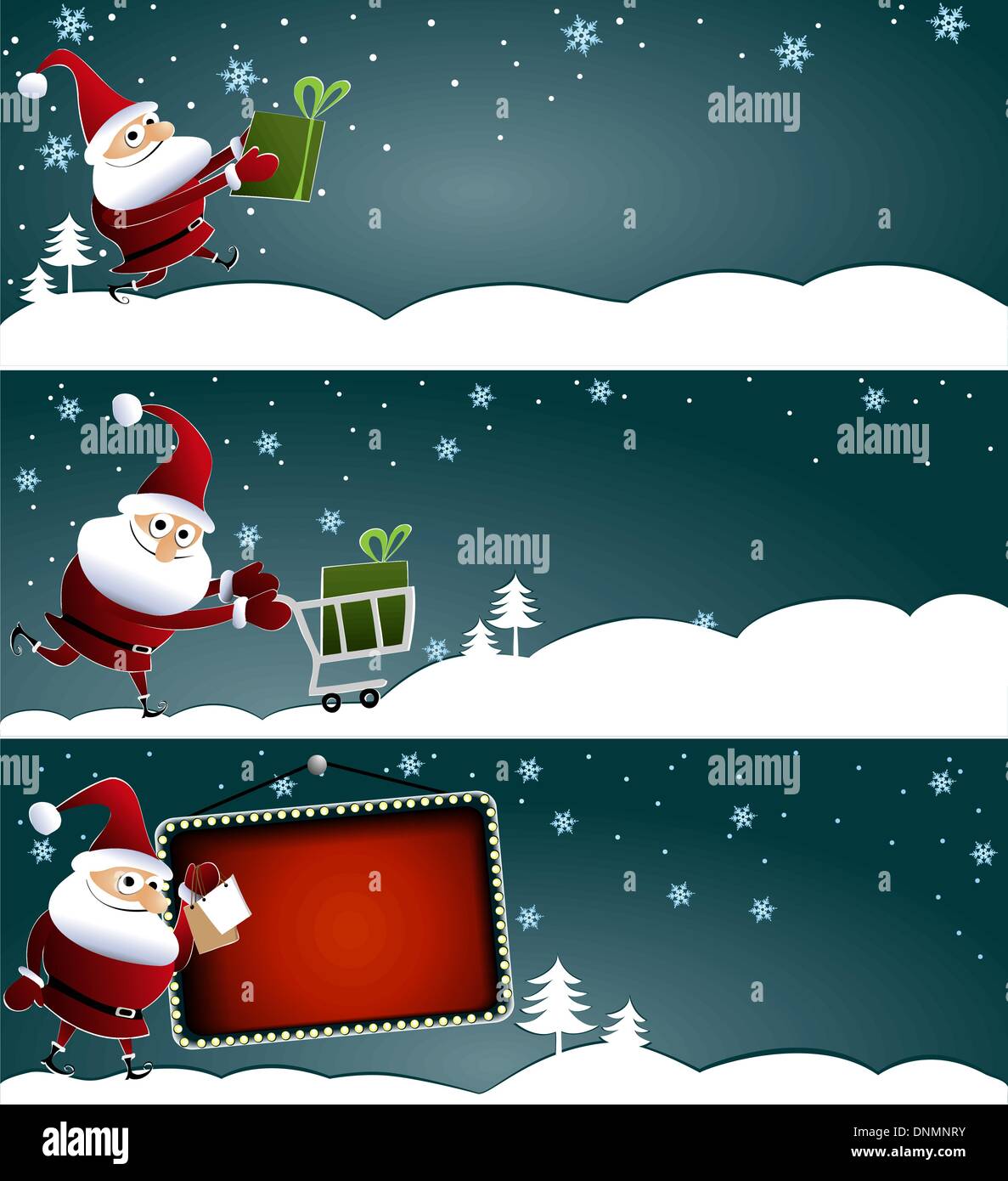 Bannières de Noël avec le Père Noël Illustration de Vecteur