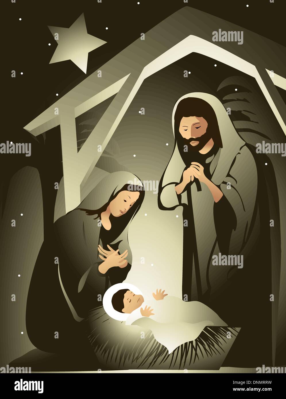 Crèche de Noël Illustration de Vecteur