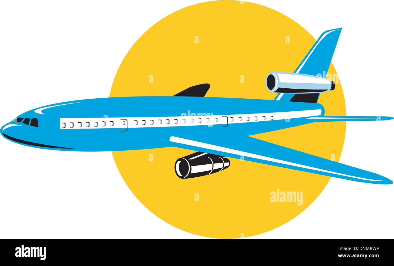 Illustration d'un avion à réaction commerciaux sur avion vol vol fond isolé Illustration de Vecteur