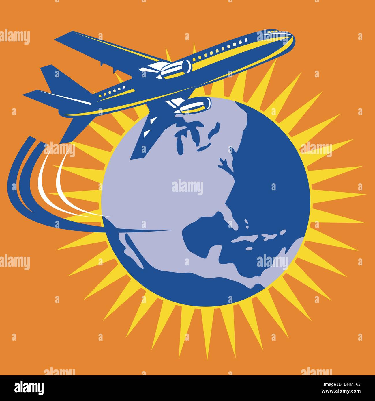 Illustration d'un avion à réaction commerciaux sur avion vol vol avec globe isolated background Illustration de Vecteur