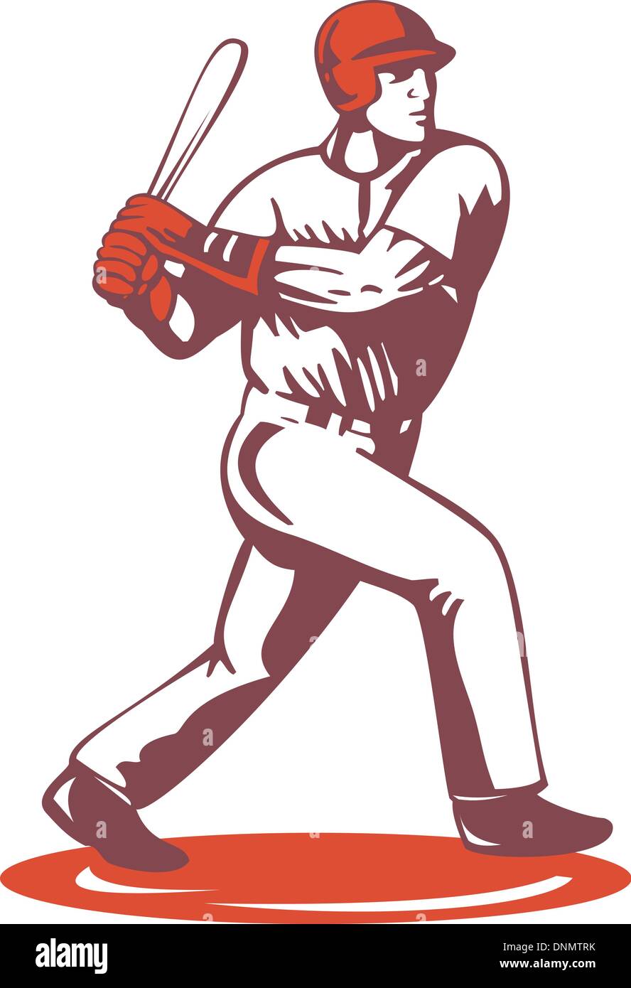 Illustration d'un joueur de baseball fait en style rétro. Illustration de Vecteur