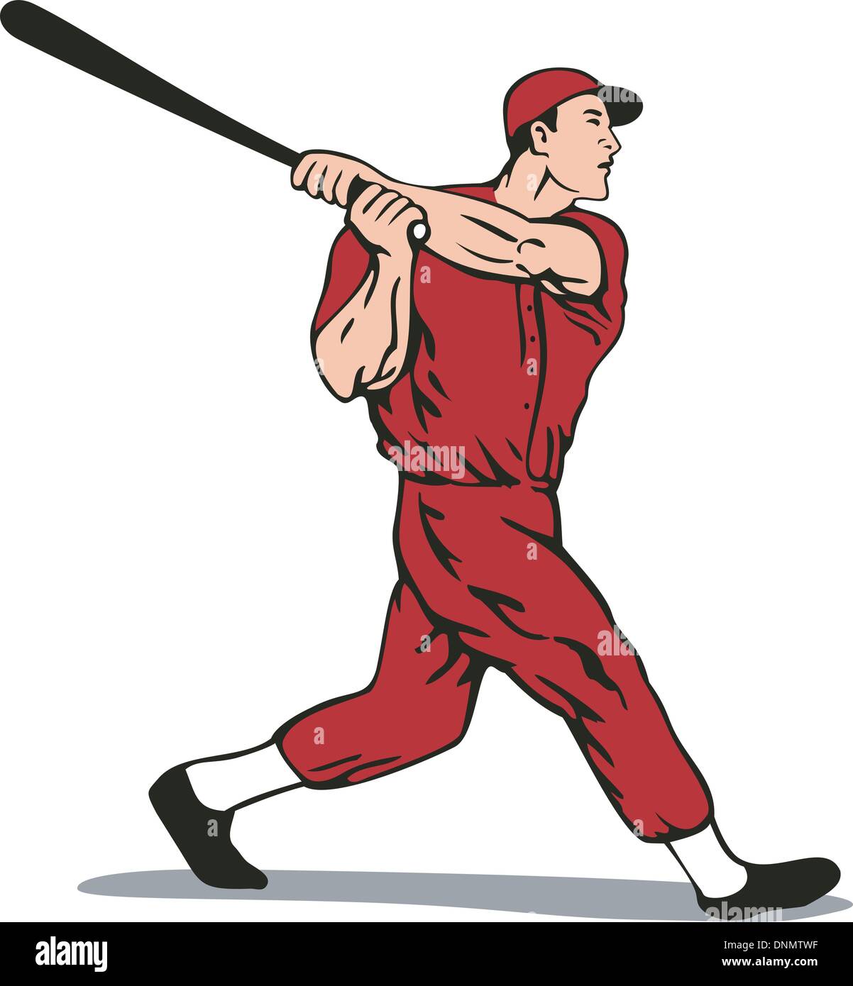 Illustration d'un joueur de baseball batter fait en style rétro. Illustration de Vecteur