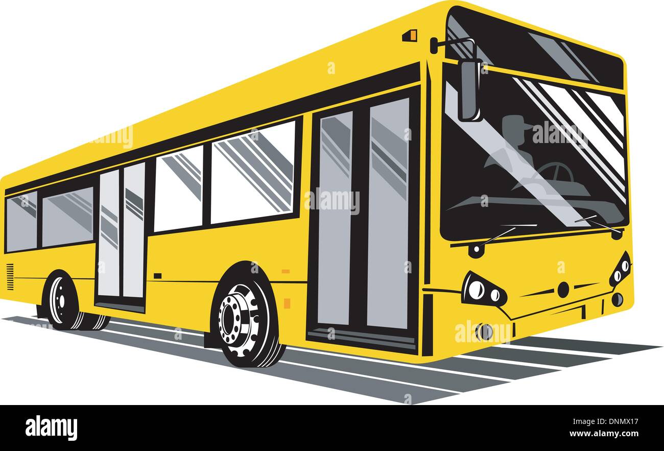 Illustration d'une navette bus coach sur fond isolé vu de côté Illustration de Vecteur