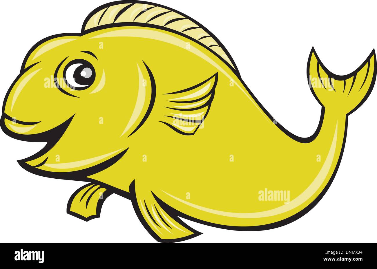 Illustration d'un dessin animé happy fish isolated on white Illustration de Vecteur