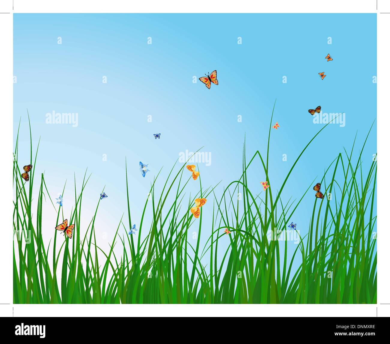 Summer meadow background avec des tulipes. Illustration vecteur EPS 10 avec transparence et de mailles. Illustration de Vecteur