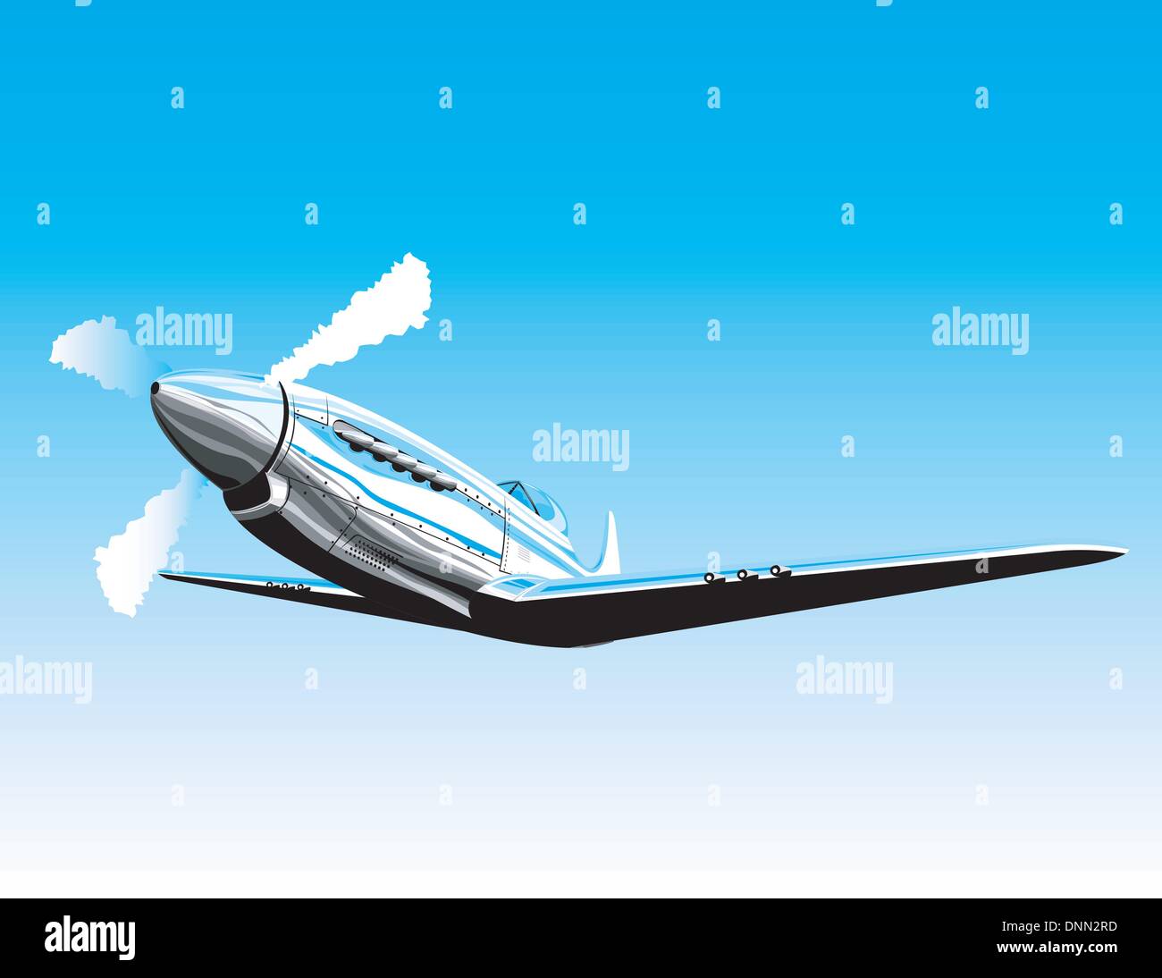 Illustration d'un avion à hélice avion chasseur Mustang sur fond isolé Illustration de Vecteur