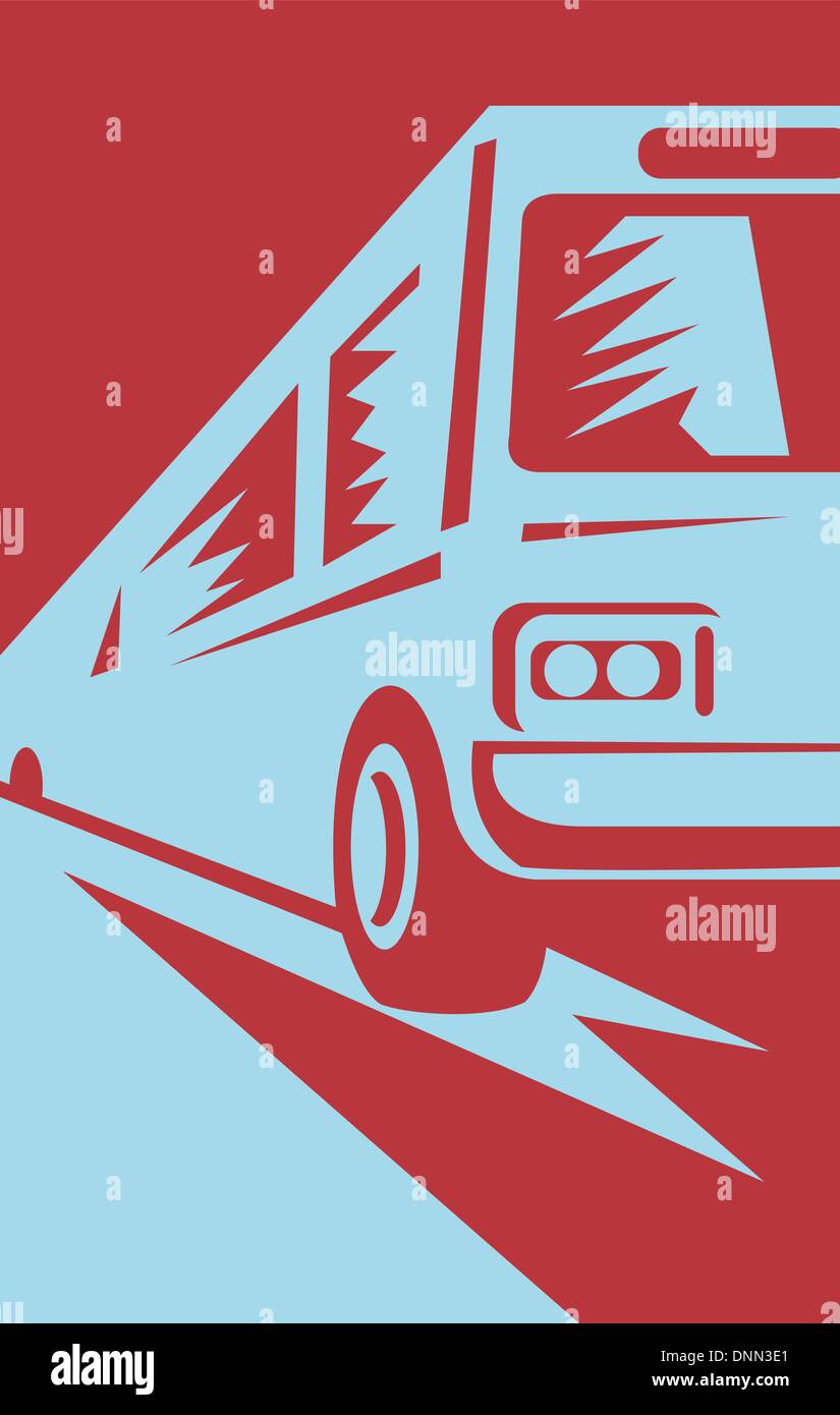 Illustration d'un coach bus à venir vers l'observateur Illustration de Vecteur
