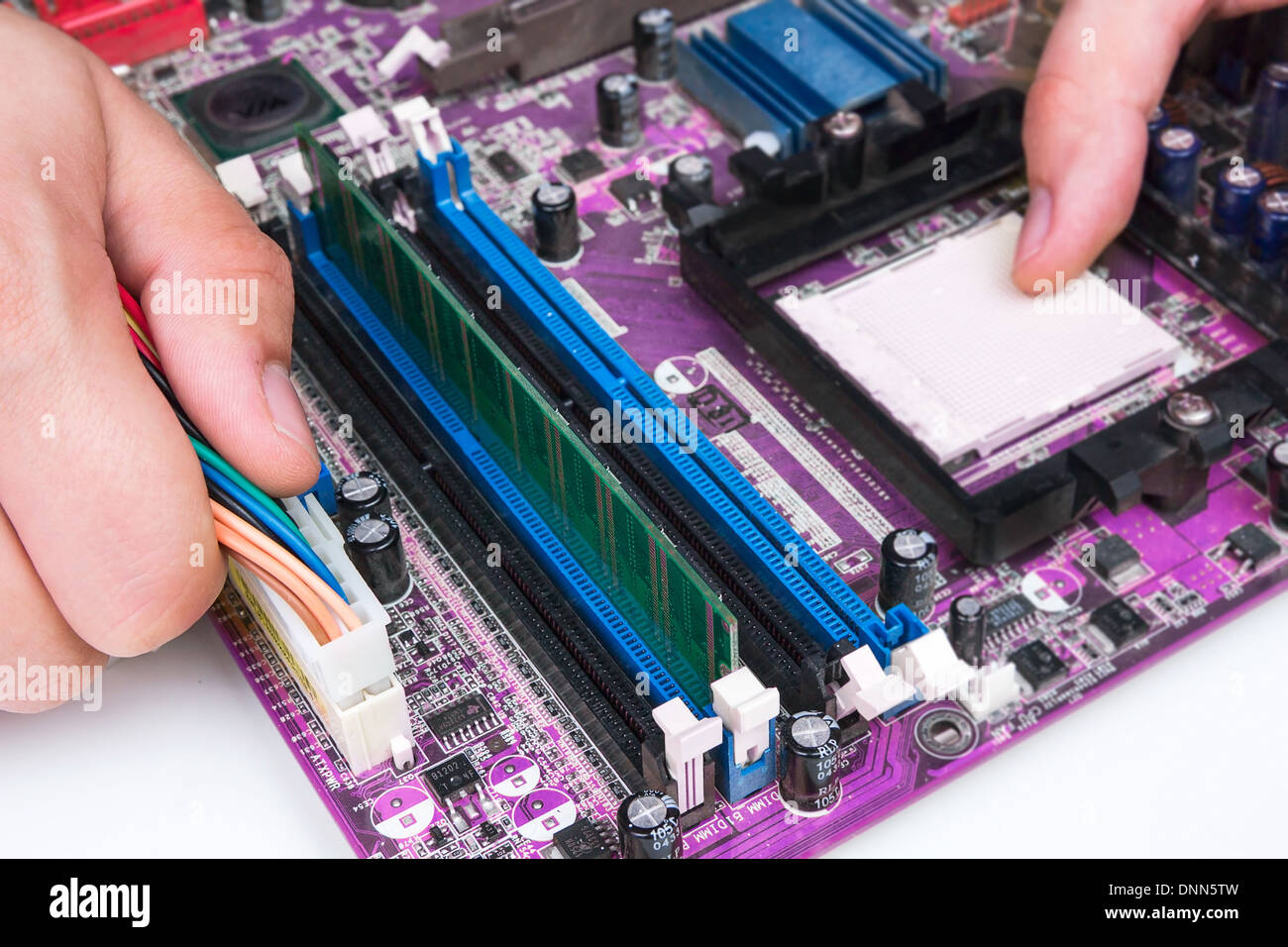 La réparation de matériel informatique Technicien Banque D'Images