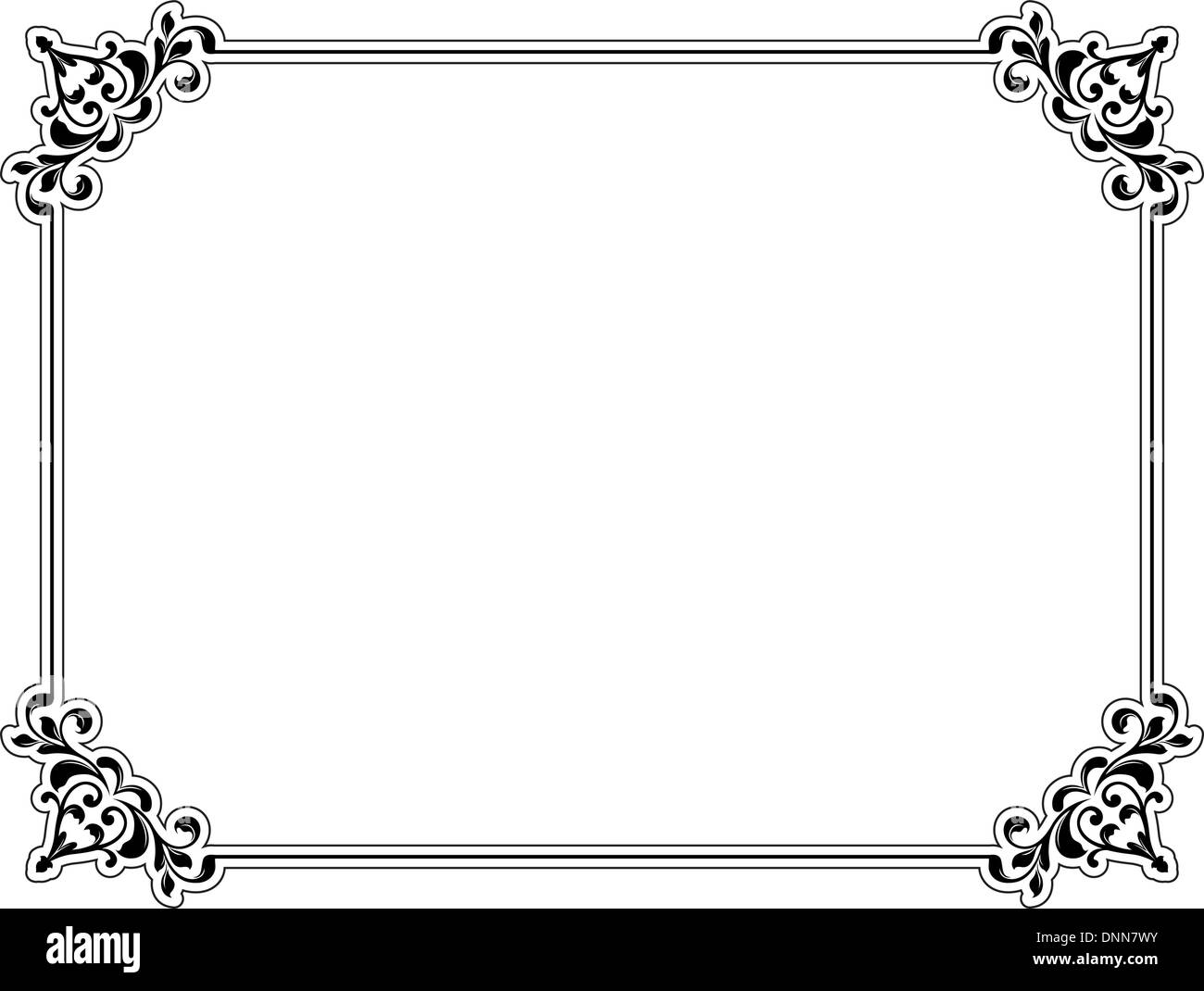 Frontière floraux décoratifs en noir sur un fond blanc Illustration de Vecteur