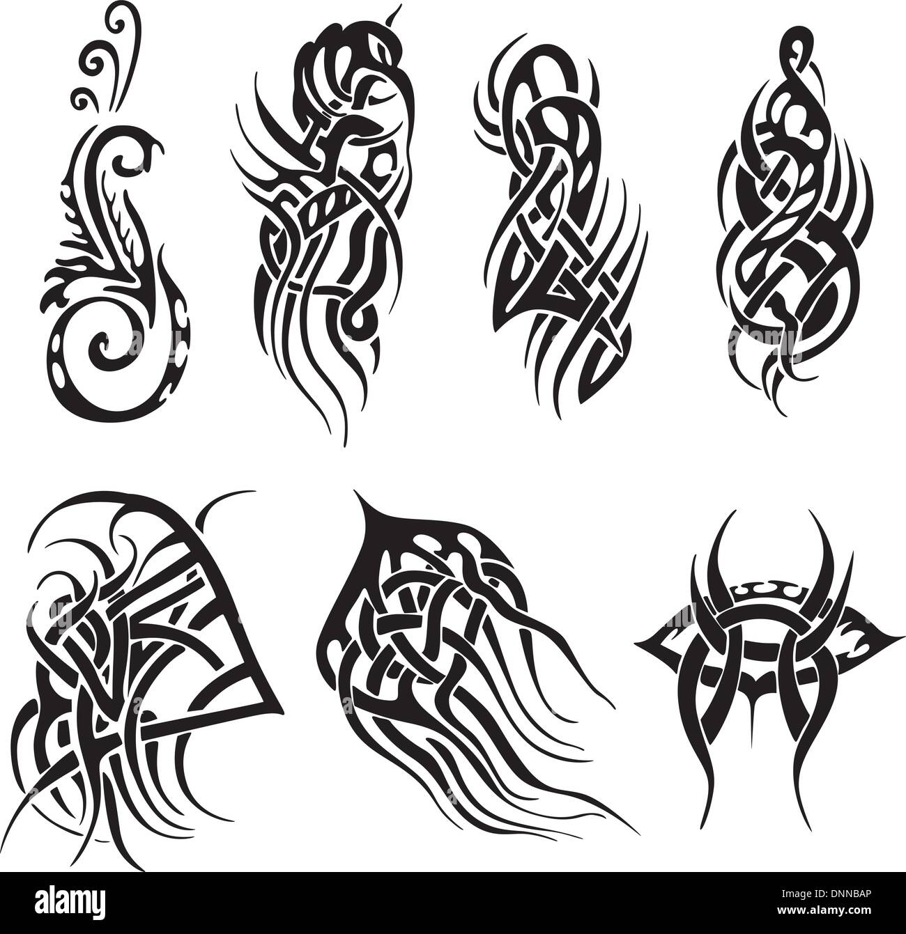 Modèles de tatouage tribal. Série d'illustrations vectorielles. Illustration de Vecteur