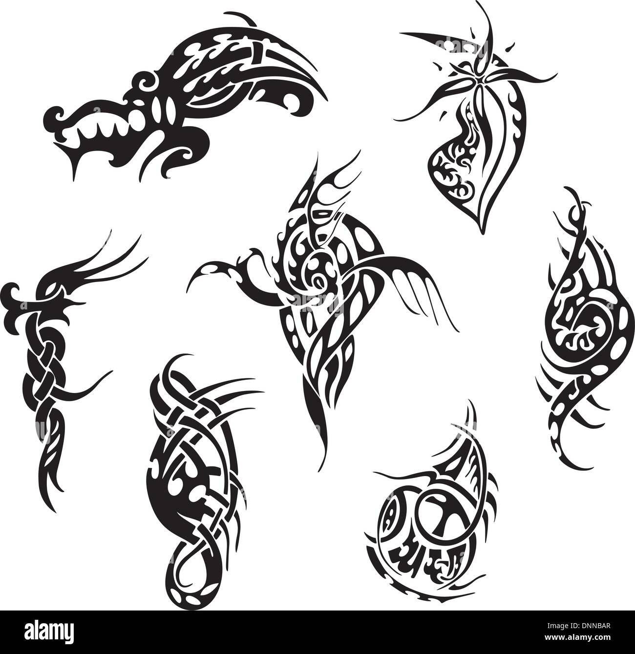 Modèles de tatouage tribal. Série d'illustrations vectorielles. Illustration de Vecteur