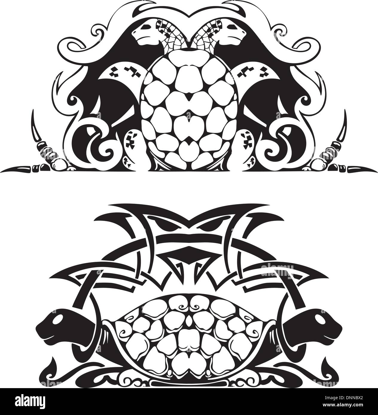 Vignette symétrique stylisé avec les tortues. Illustration vecteur EPS8 Illustration de Vecteur