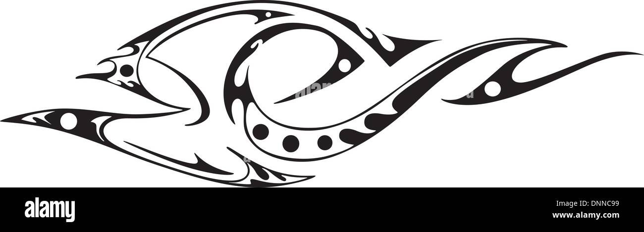 Conception de tatouage tribal - oiseau stylisé. Vector illustration noir et blanc. Illustration de Vecteur