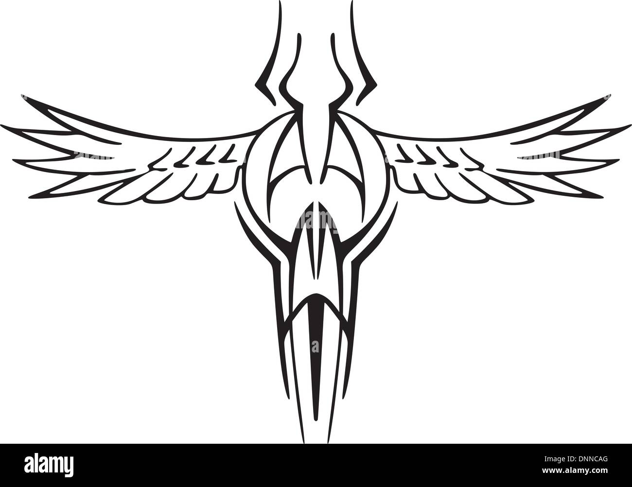 Tatouage d'oiseaux symétriques, noir et blanc vector illustration Illustration de Vecteur