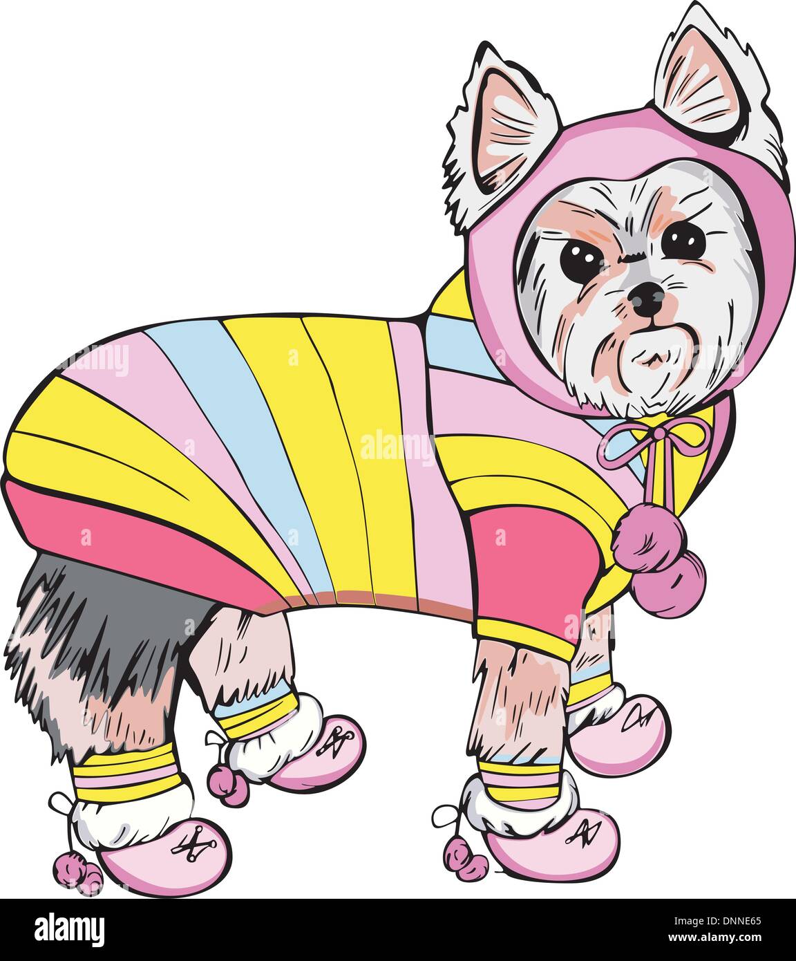 L'illustration EPS vectoriel de nice habillé chien (yorkshire terrier) pour une promenade. Illustration de Vecteur