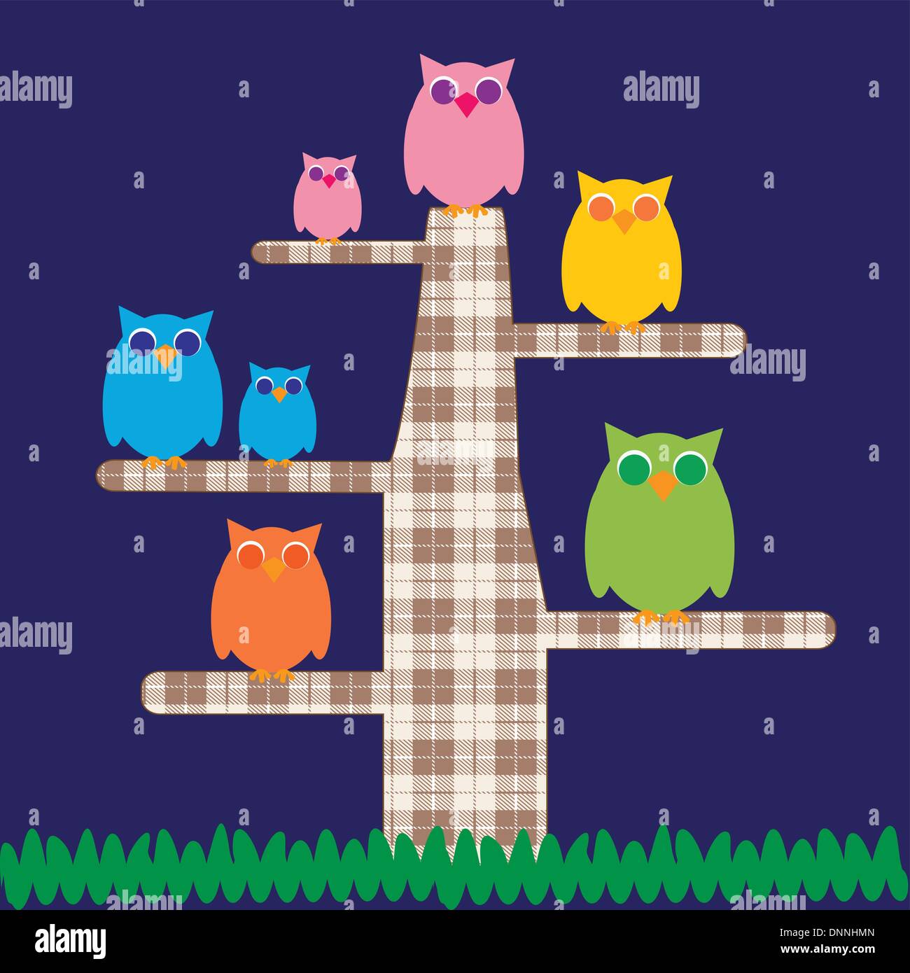 Cute kids cartoon avec arbre et est propriétaire de Illustration de Vecteur