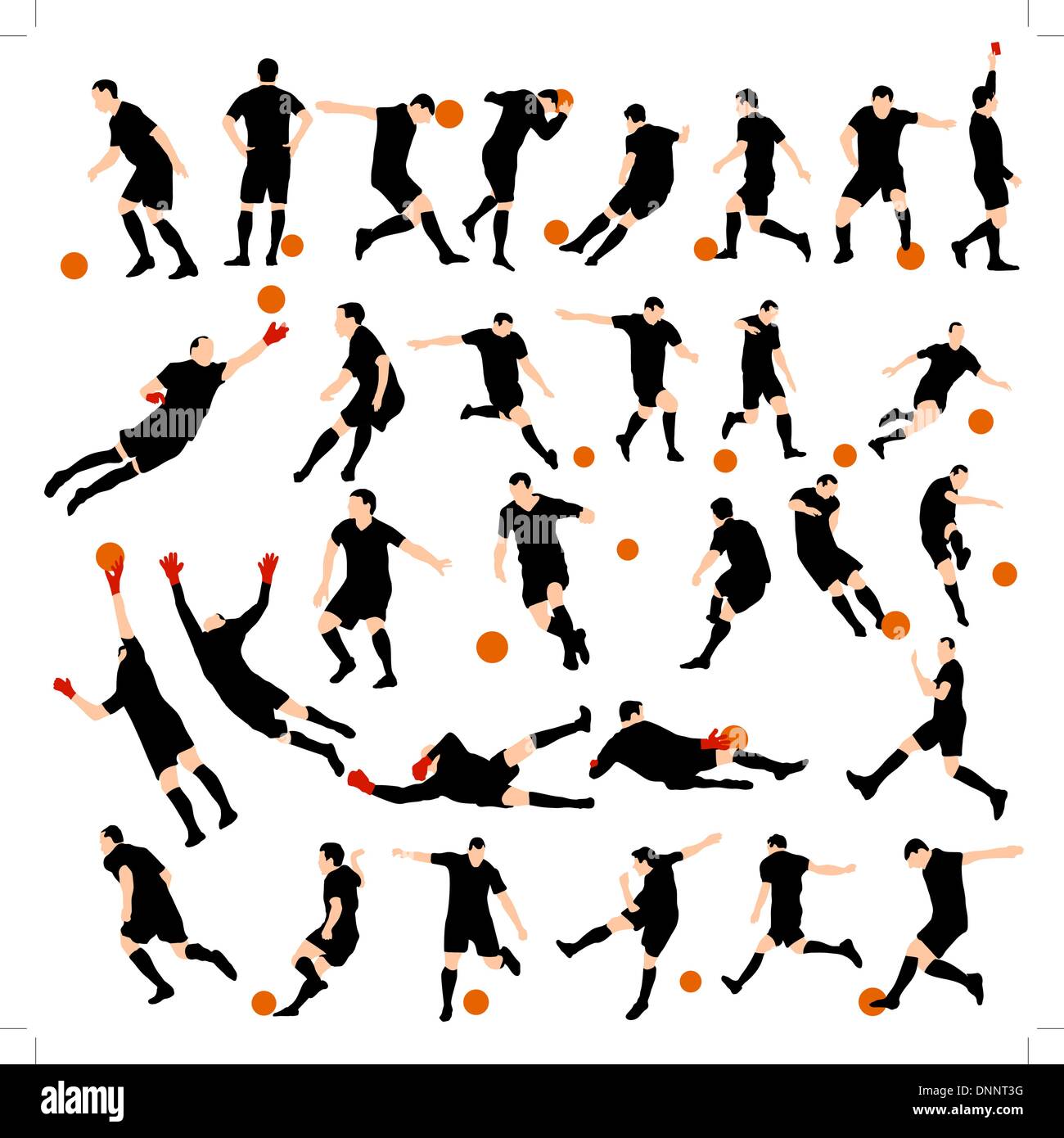 Jeu de soccer détail silhouettes. EPS entièrement modifiable 10 vector illustration. Illustration de Vecteur