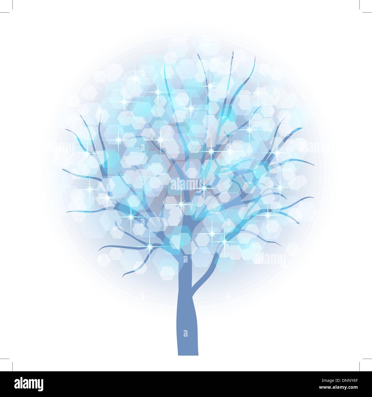 Bel arbre d'hiver avec des flocons de feuilles. Illustration vecteur EPS10 avec la transparence. Illustration de Vecteur