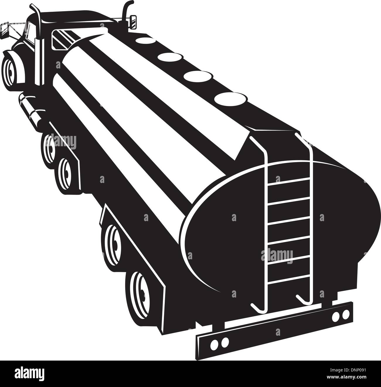 Illustration d'un camion-citerne de carburant fait en style rétro. Illustration de Vecteur