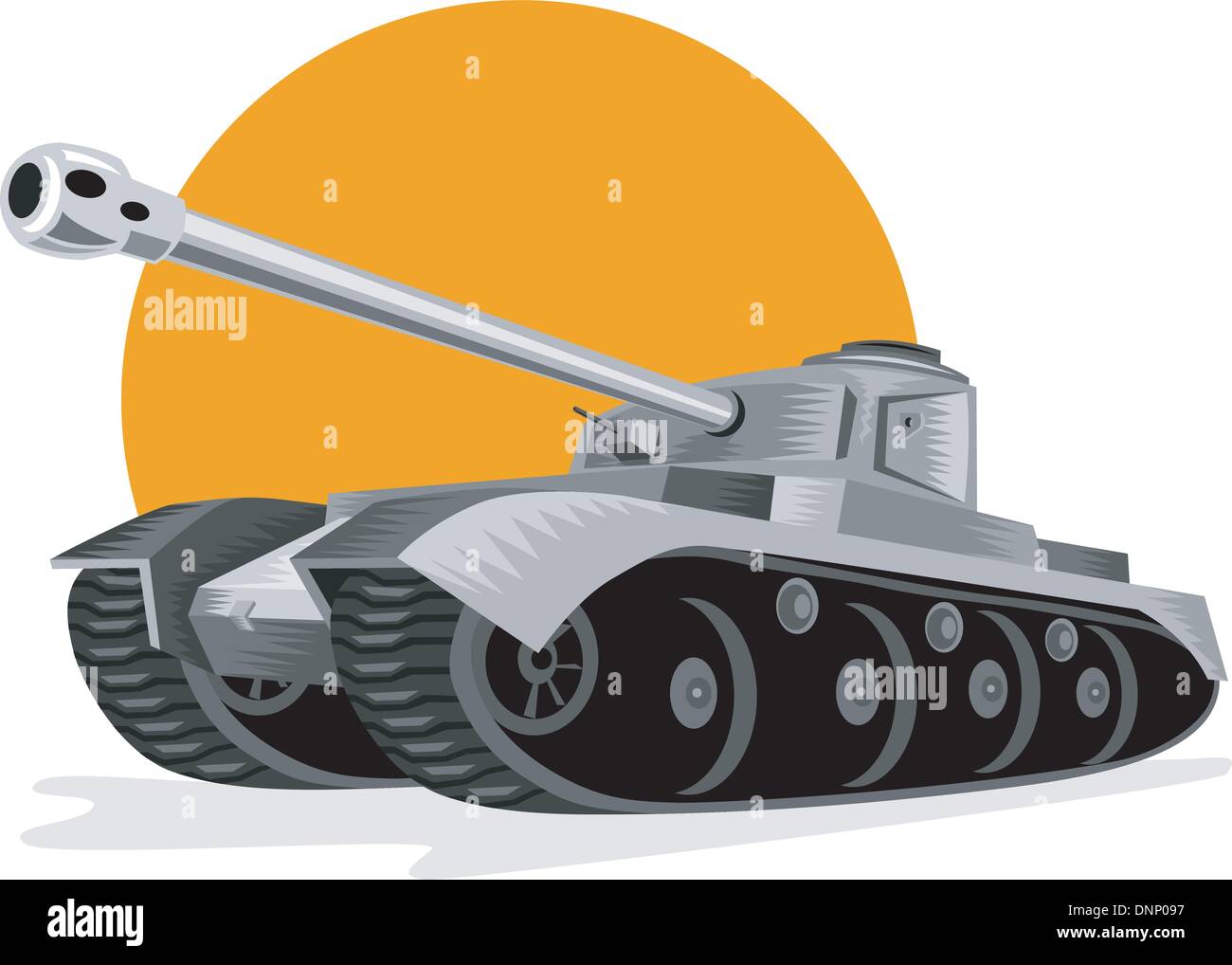 Illustration d'une seconde guerre mondiale char de combat de panzers allemands fait en style rétro. Illustration de Vecteur