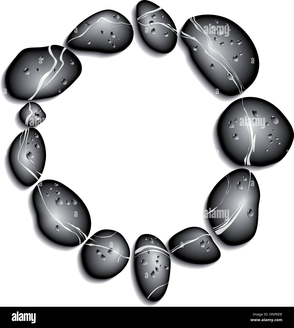 Cercle de douze galets sur un fond blanc avec ombre Illustration de Vecteur