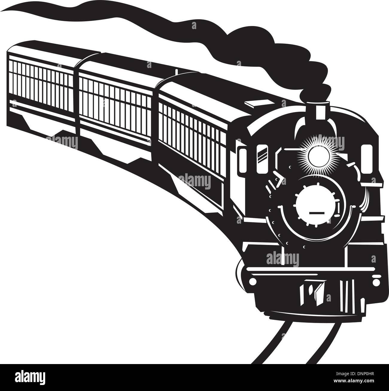 Illustration d'un train à vapeur locomotive de chemin de fer, qui se fait dans le style rétro sur fond isolé. Illustration de Vecteur