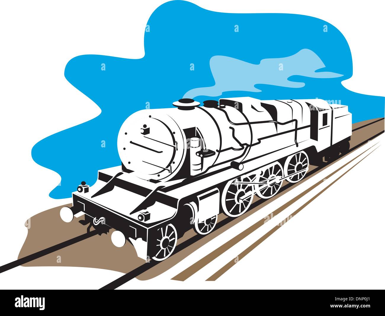Illustration d'un train à vapeur locomotive de chemin de fer, qui se fait dans le style rétro sur fond isolé Illustration de Vecteur