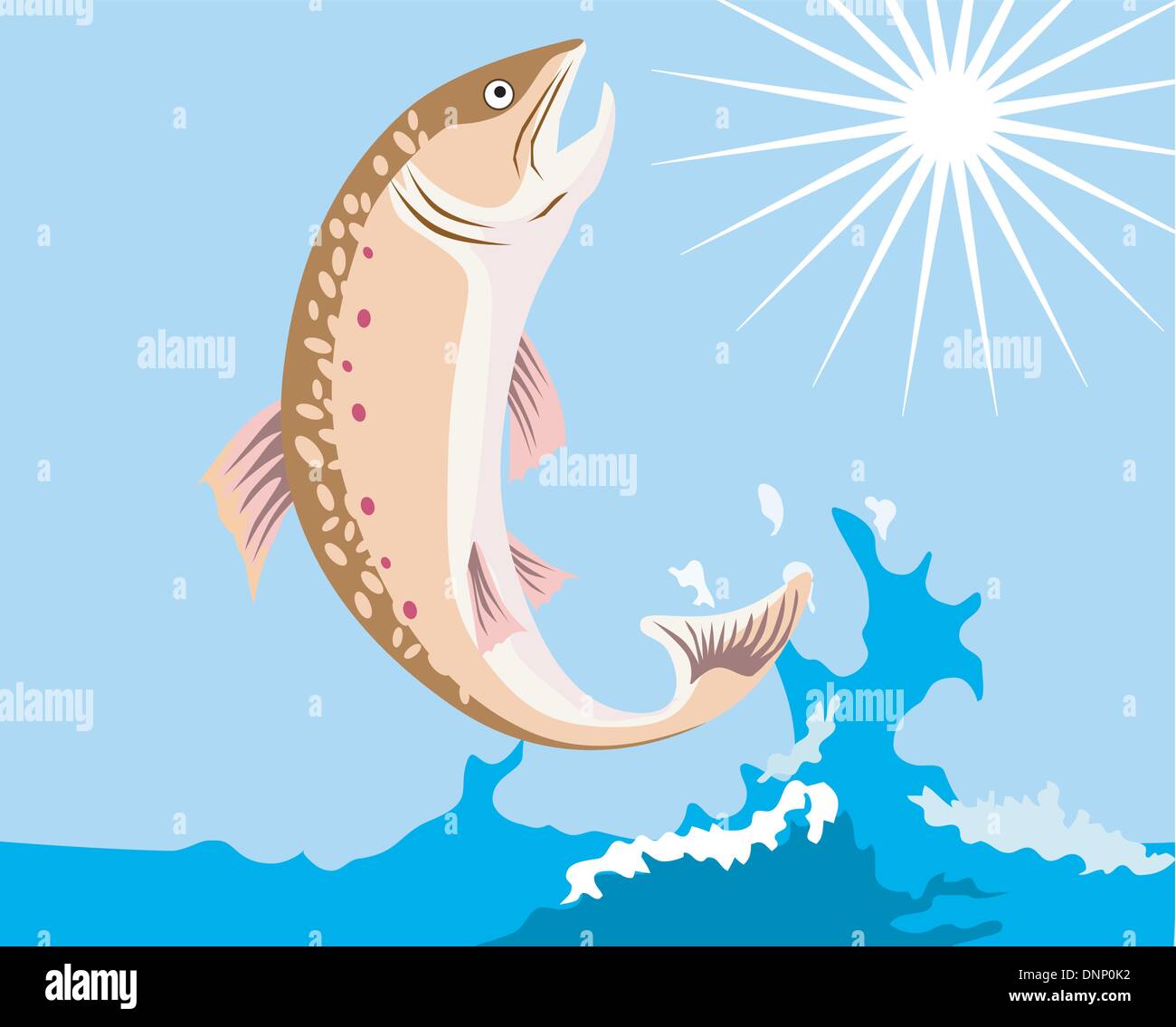 Illustration d'une truite poisson fait en style rétro. Illustration de Vecteur