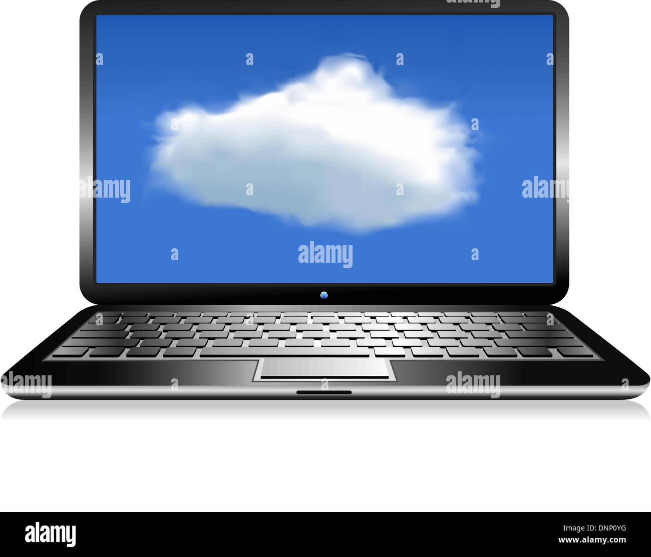 La communication avec les ordinateurs clients ressources situées dans le 'cloud' Illustration de Vecteur