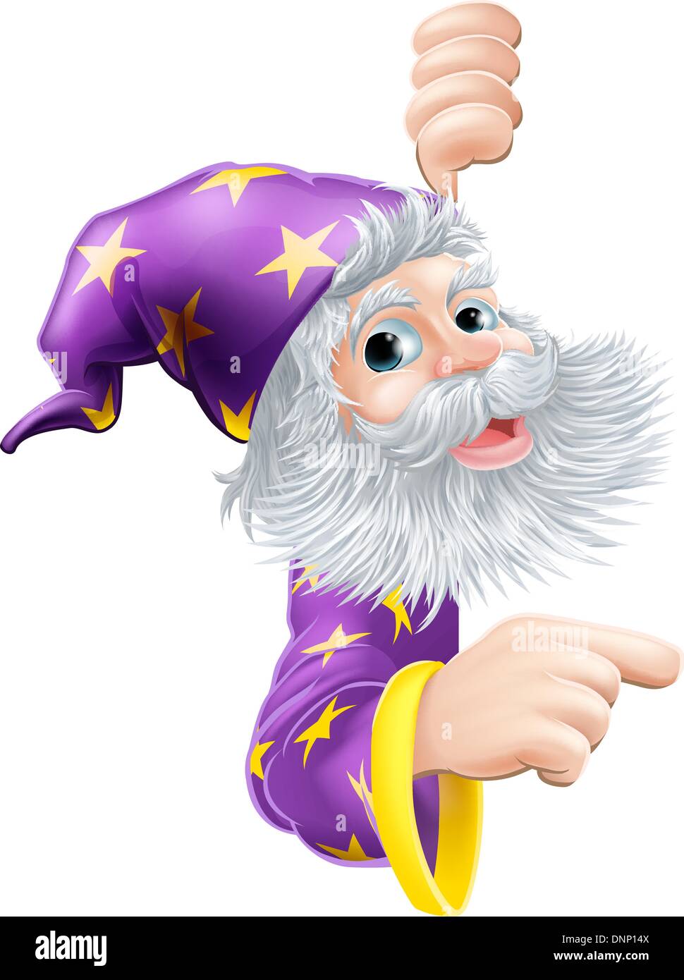 L'assistant d'une caricature d'oeil autour d'un signe et pointant sur elle Illustration de Vecteur