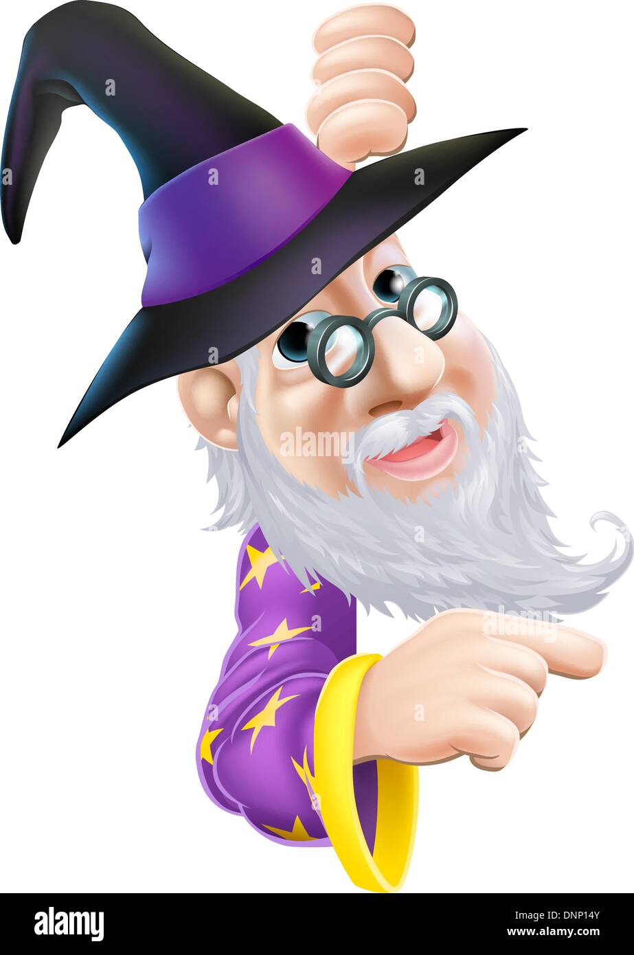 Un dessin animé caractère assistant un signe ou ronde lorgnant banner et de pointage Illustration de Vecteur