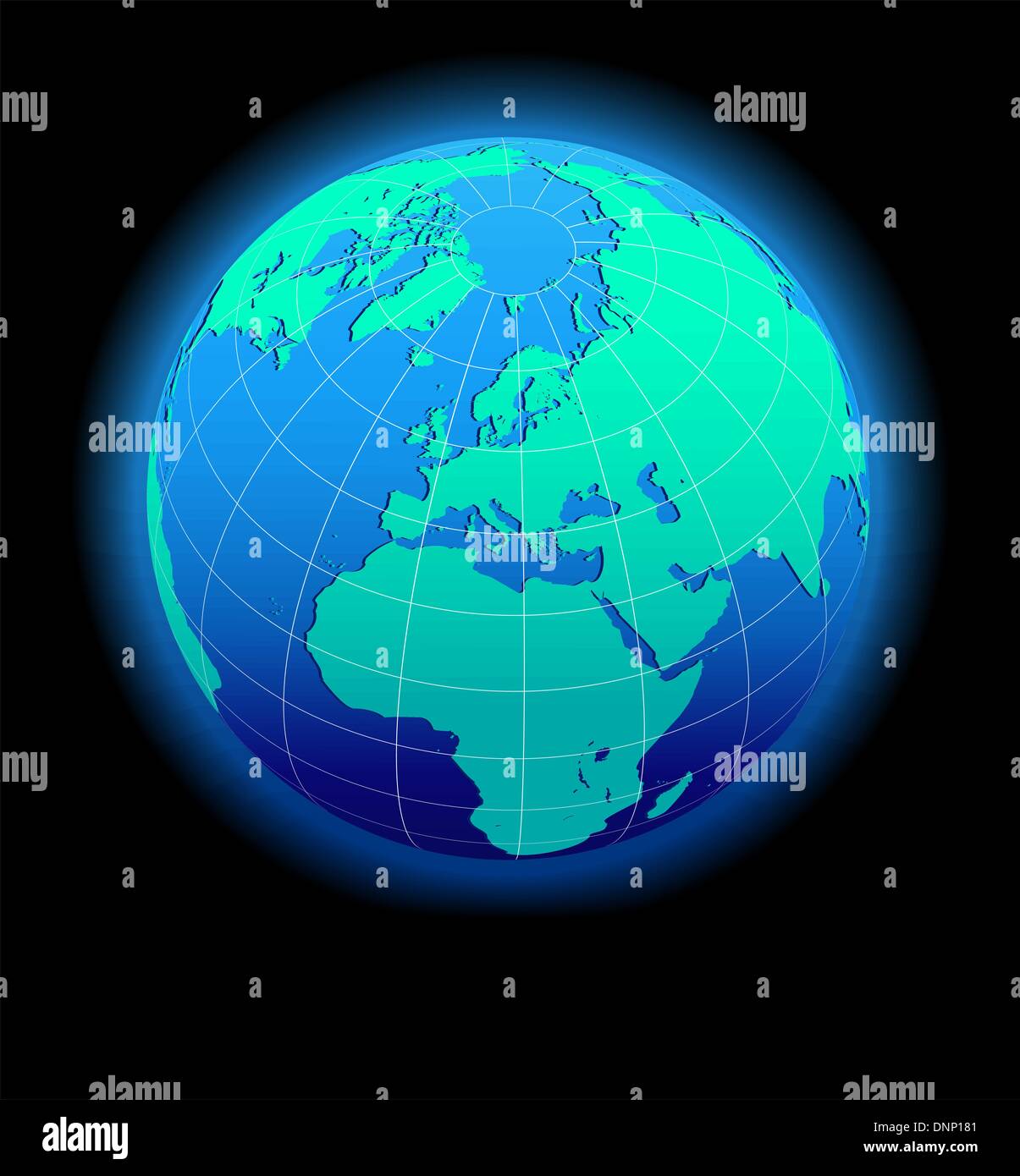 L'icône de carte vectorielle du monde en forme de globe - Europe, Russie Illustration de Vecteur